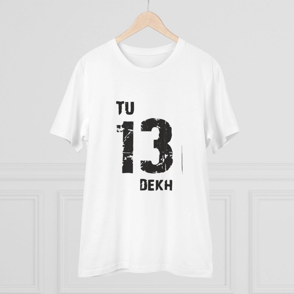 HamariDookan Men's PC Cotton Tu 13 Dekh Printed T Shirt (Color: White, Thread Count: 180GSM)