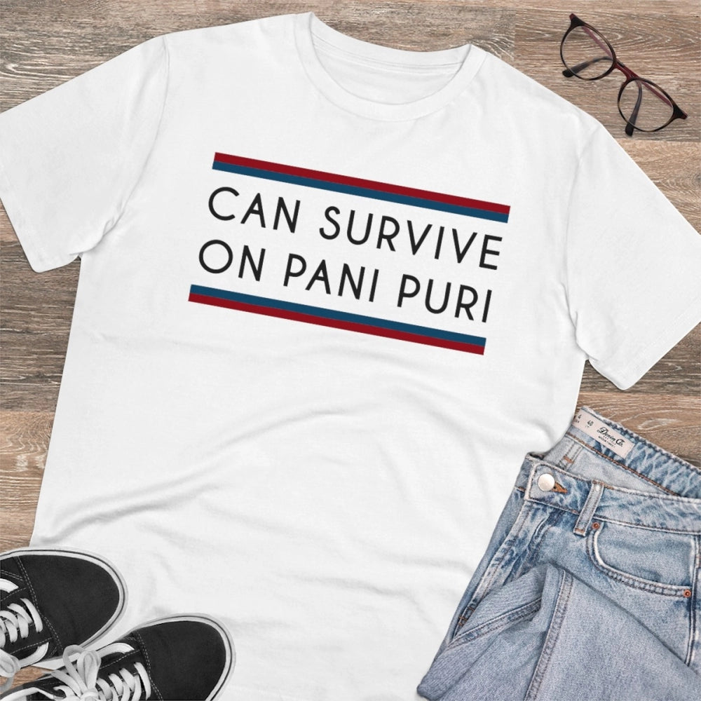HamariDookan Men's PC Cotton Quotes Printed T Shirt (Color: White, Thread Count: 180GSM)
