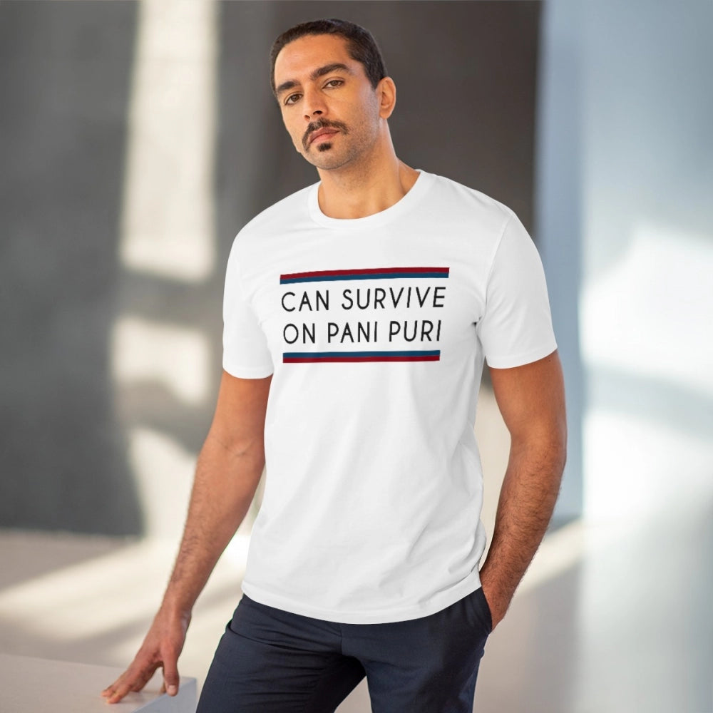 HamariDookan Men's PC Cotton Quotes Printed T Shirt (Color: White, Thread Count: 180GSM)