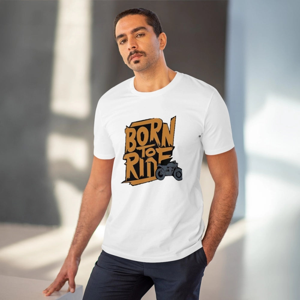 HamariDookan Men's PC Cotton Explore The Unseen Printed T Shirt (Color: White, Thread Count: 180GSM)