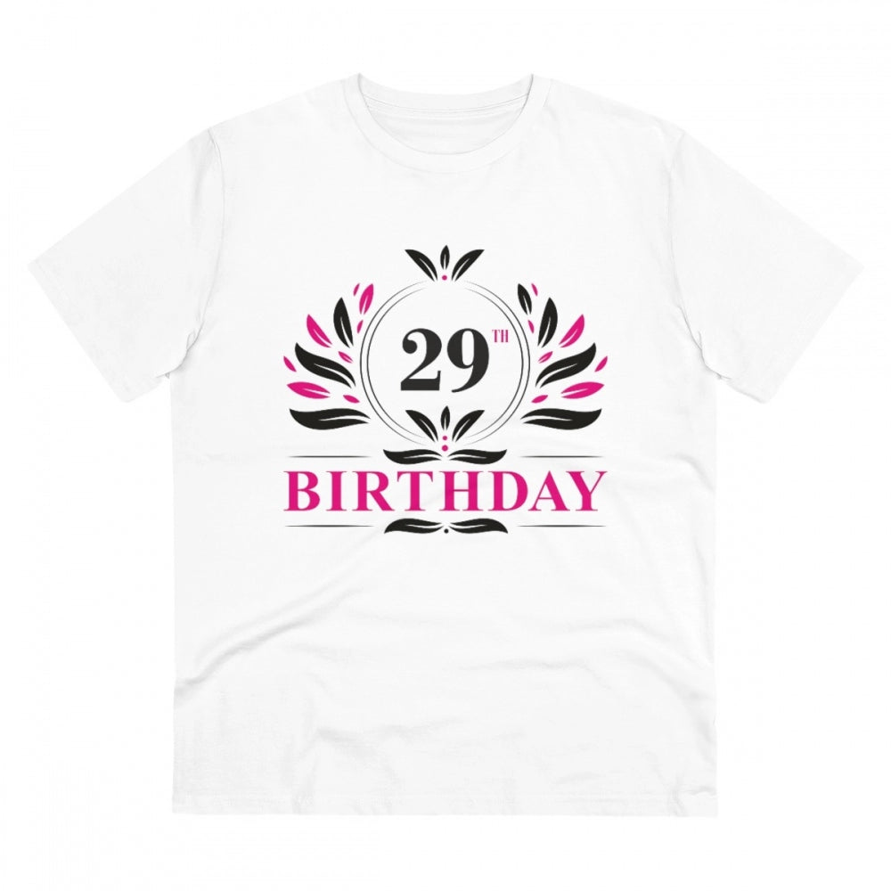 HamariDookan Men's PC Cotton 29th Birthday Printed T Shirt (Color: White, Thread Count: 180GSM)