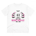 HamariDookan Men's PC Cotton 41st Birthday Printed T Shirt (Color: White, Thread Count: 180GSM)