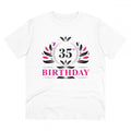 HamariDookan Men's PC Cotton 35th Birthday Printed T Shirt (Color: White, Thread Count: 180GSM)