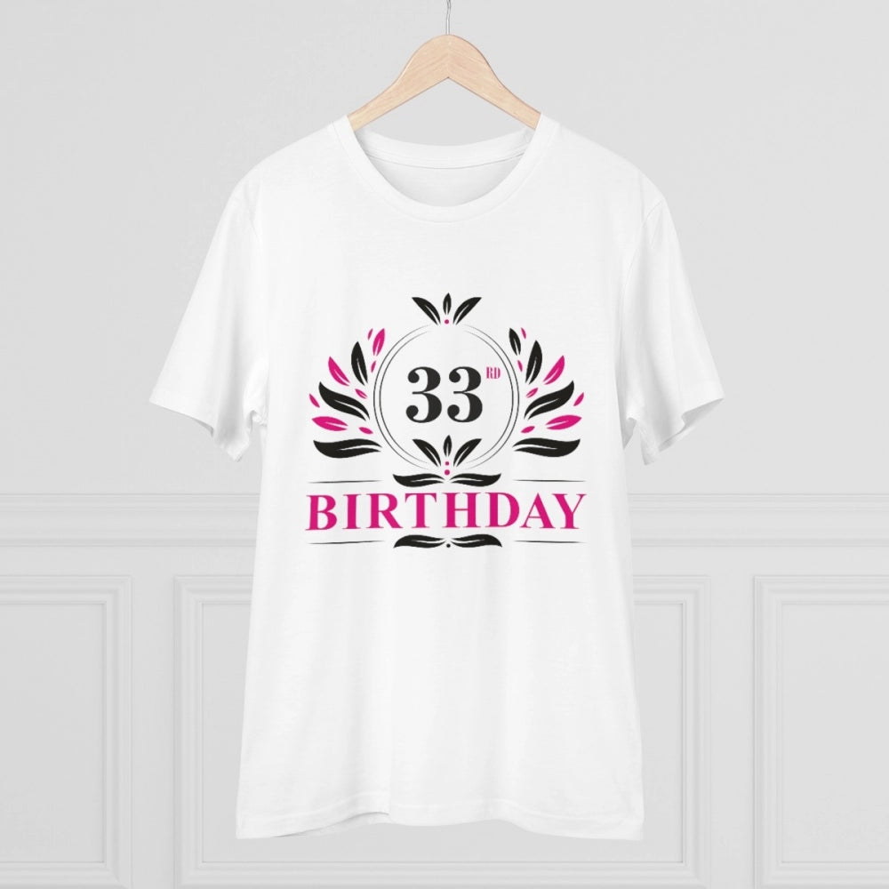 HamariDookan Men's PC Cotton 33rd Birthday Printed T Shirt (Color: White, Thread Count: 180GSM)