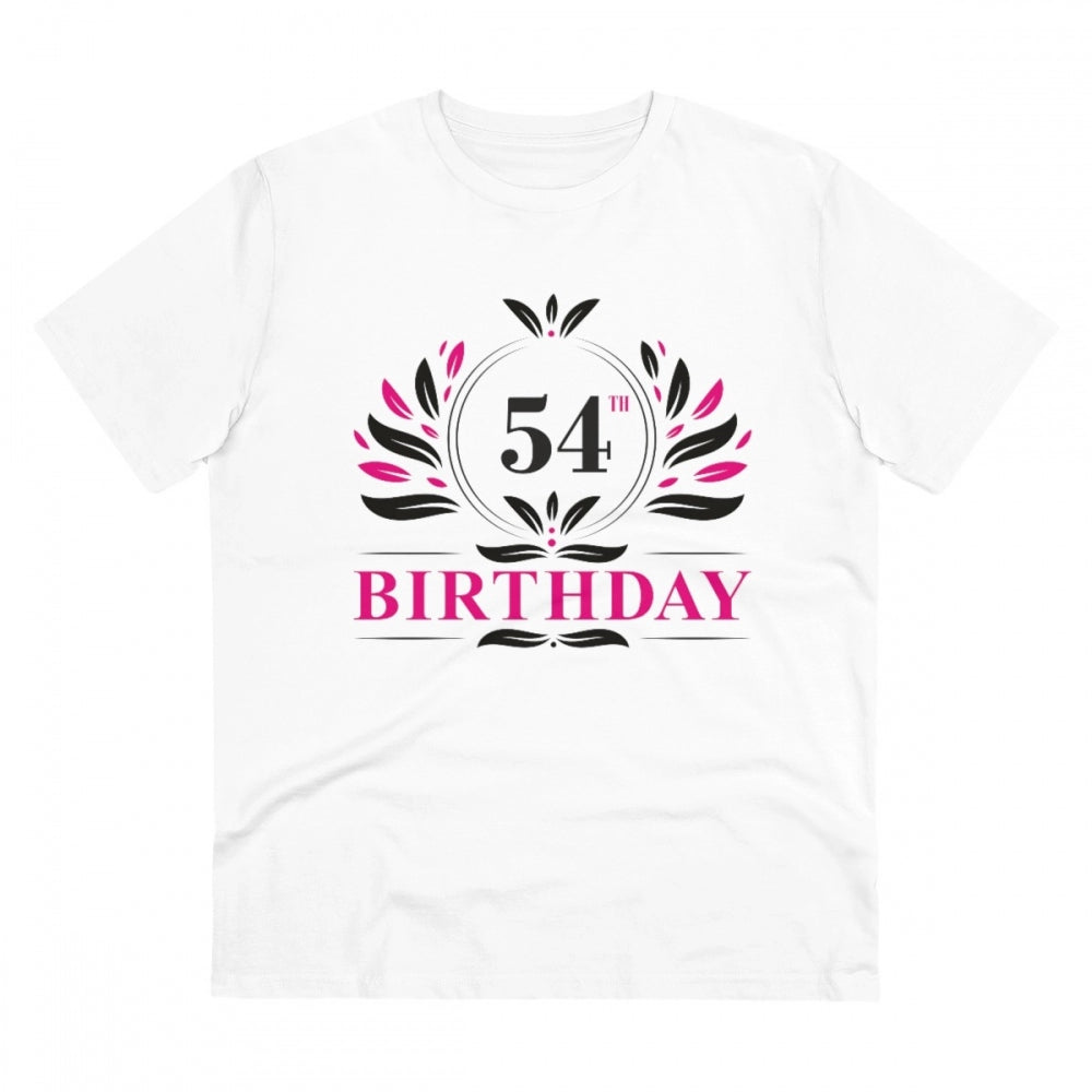 HamariDookan Men's PC Cotton 54th Birthday Printed T Shirt (Color: White, Thread Count: 180GSM)