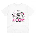 HamariDookan Men's PC Cotton 45th Birthday Printed T Shirt (Color: White, Thread Count: 180GSM)
