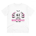 HamariDookan Men's PC Cotton 61st Birthday Printed T Shirt (Color: White, Thread Count: 180GSM)
