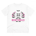 HamariDookan Men's PC Cotton 55th Birthday Printed T Shirt (Color: White, Thread Count: 180GSM)