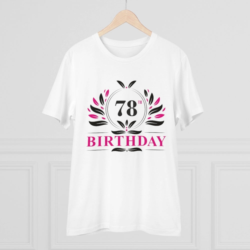 HamariDookan Men's PC Cotton 78th Birthday Printed T Shirt (Color: White, Thread Count: 180GSM)