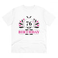 HamariDookan Men's PC Cotton 76th Birthday Printed T Shirt (Color: White, Thread Count: 180GSM)