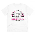 HamariDookan Men's PC Cotton 70th Birthday Printed T Shirt (Color: White, Thread Count: 180GSM)