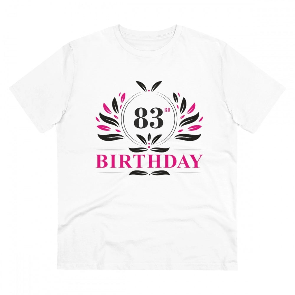 HamariDookan Men's PC Cotton 83rd Birthday Printed T Shirt (Color: White, Thread Count: 180GSM)