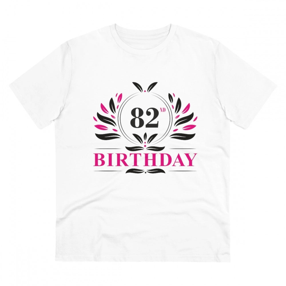 HamariDookan Men's PC Cotton 82nd Birthday Printed T Shirt (Color: White, Thread Count: 180GSM)