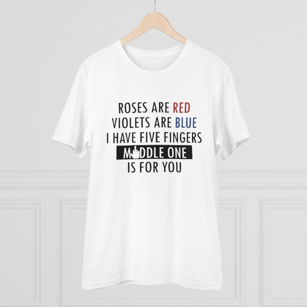 HamariDookan Men's PC Cotton Roses Are Red Printed T Shirt (Color: White, Thread Count: 180GSM)