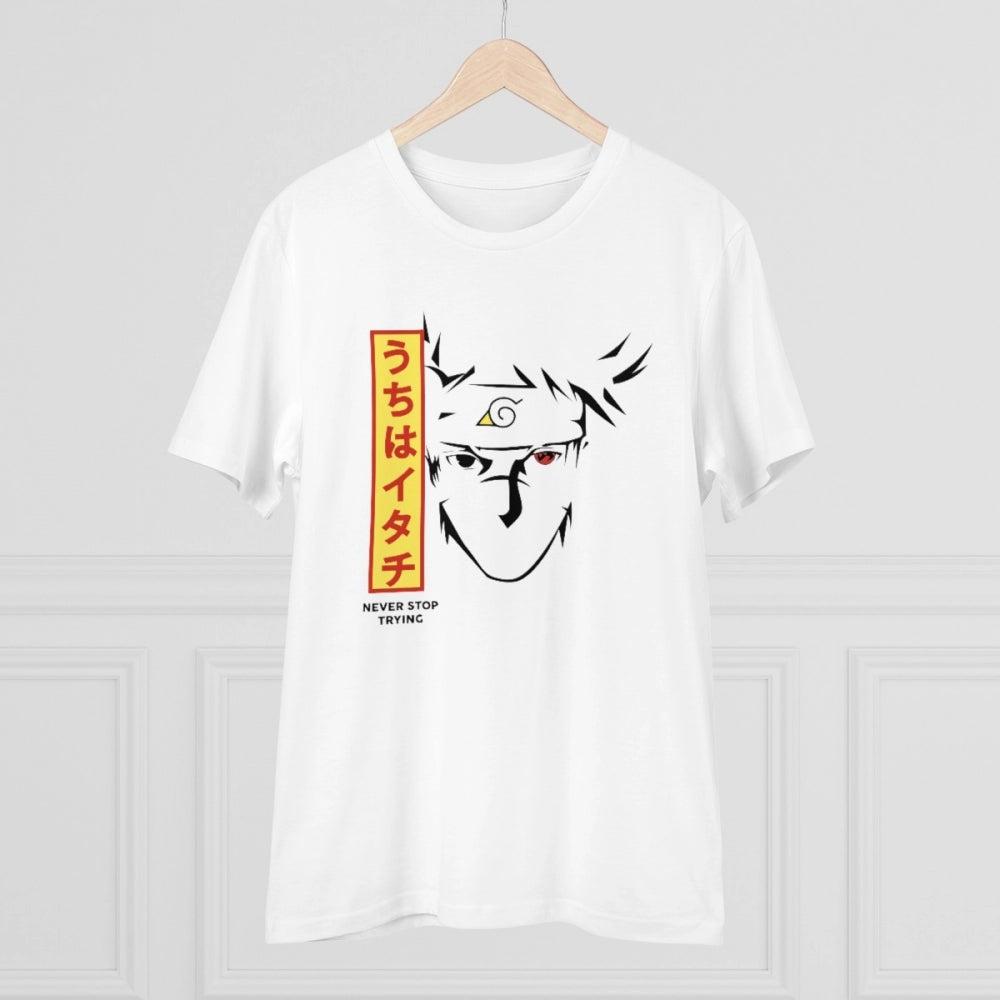HamariDookan Men's PC Cotton Kunffo Printed T Shirt (Color: White, Thread Count: 180GSM)