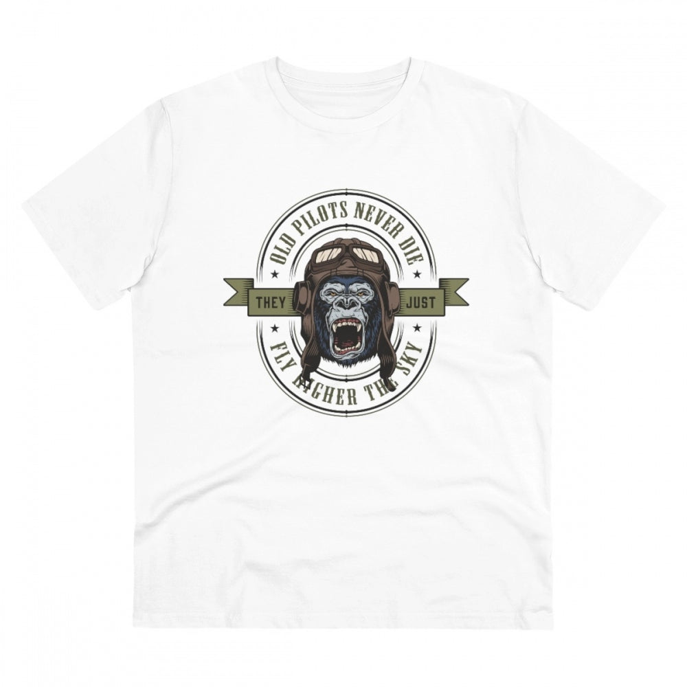 HamariDookan Men's PC Cotton Gorila Desing Printed T Shirt (Color: White, Thread Count: 180GSM)