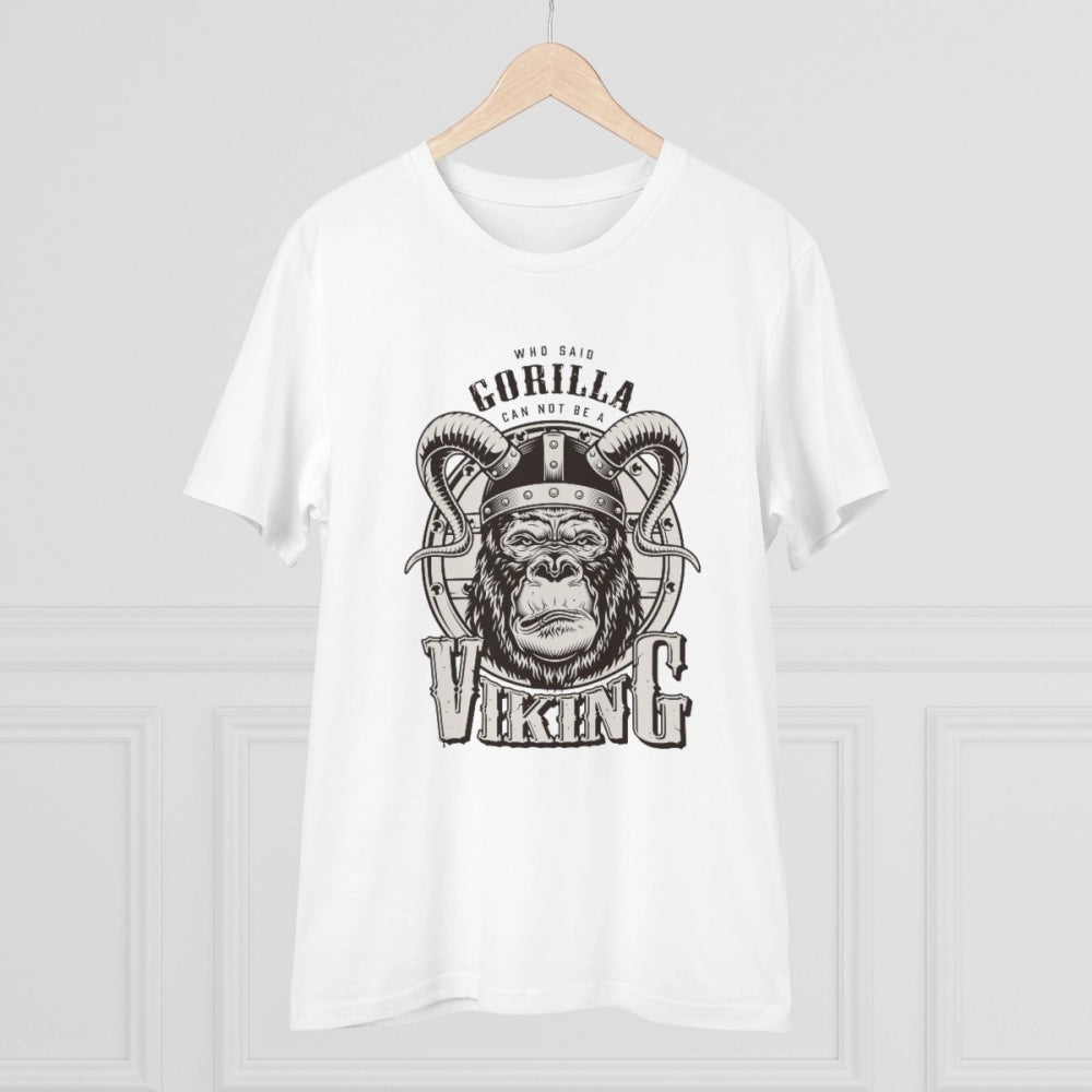 HamariDookan Men's PC Cotton Gorila Desing Printed T Shirt (Color: White, Thread Count: 180GSM)