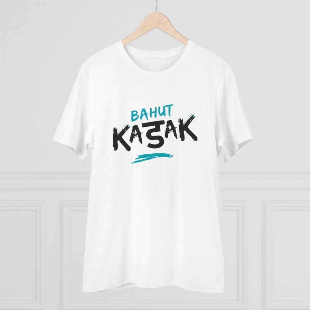 HamariDookan Men's PC Cotton Bahot Kadak Printed T Shirt (Color: White, Thread Count: 180GSM)