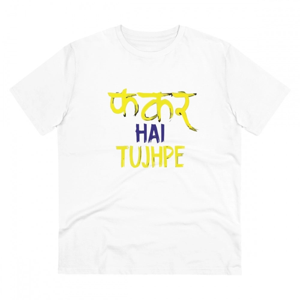 HamariDookan Men's PC Cotton Phakar Hai Tuhjpe Printed T Shirt (Color: White, Thread Count: 180GSM)