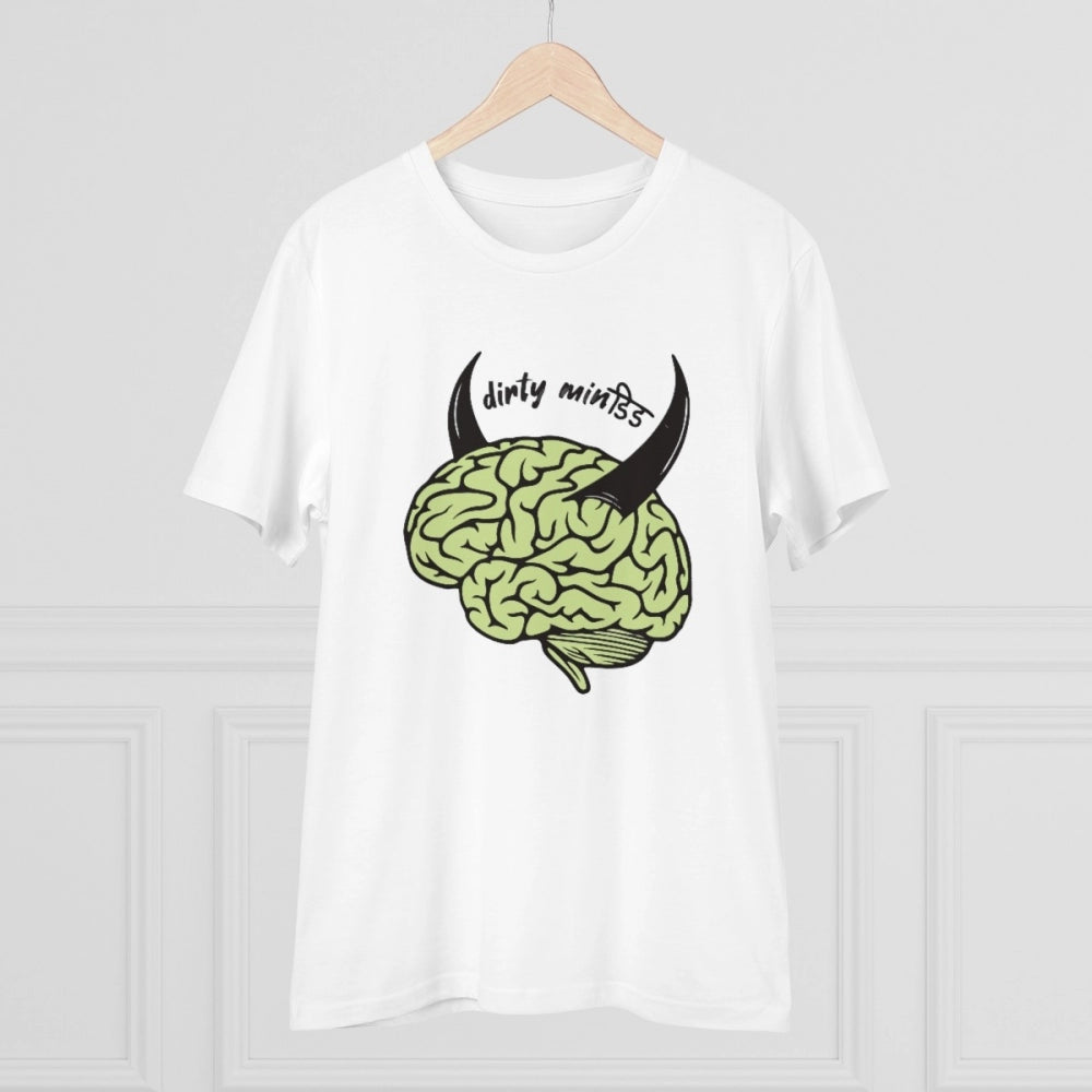 HamariDookan Men's PC Cotton Dirty Minddid Printed T Shirt (Color: White, Thread Count: 180GSM)
