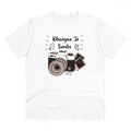 HamariDookan Men's PC Cotton Bhaiya Ji Smile Printed T Shirt (Color: White, Thread Count: 180GSM)