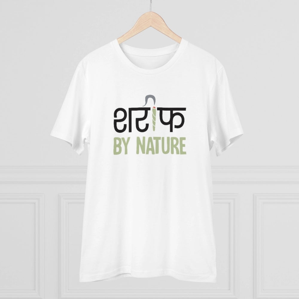 HamariDookan Men's PC Cotton Sarif By Nature Printed T Shirt (Color: White, Thread Count: 180GSM)