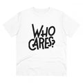 HamariDookan Men's PC Cotton Who Cares Printed T Shirt (Color: White, Thread Count: 180GSM)