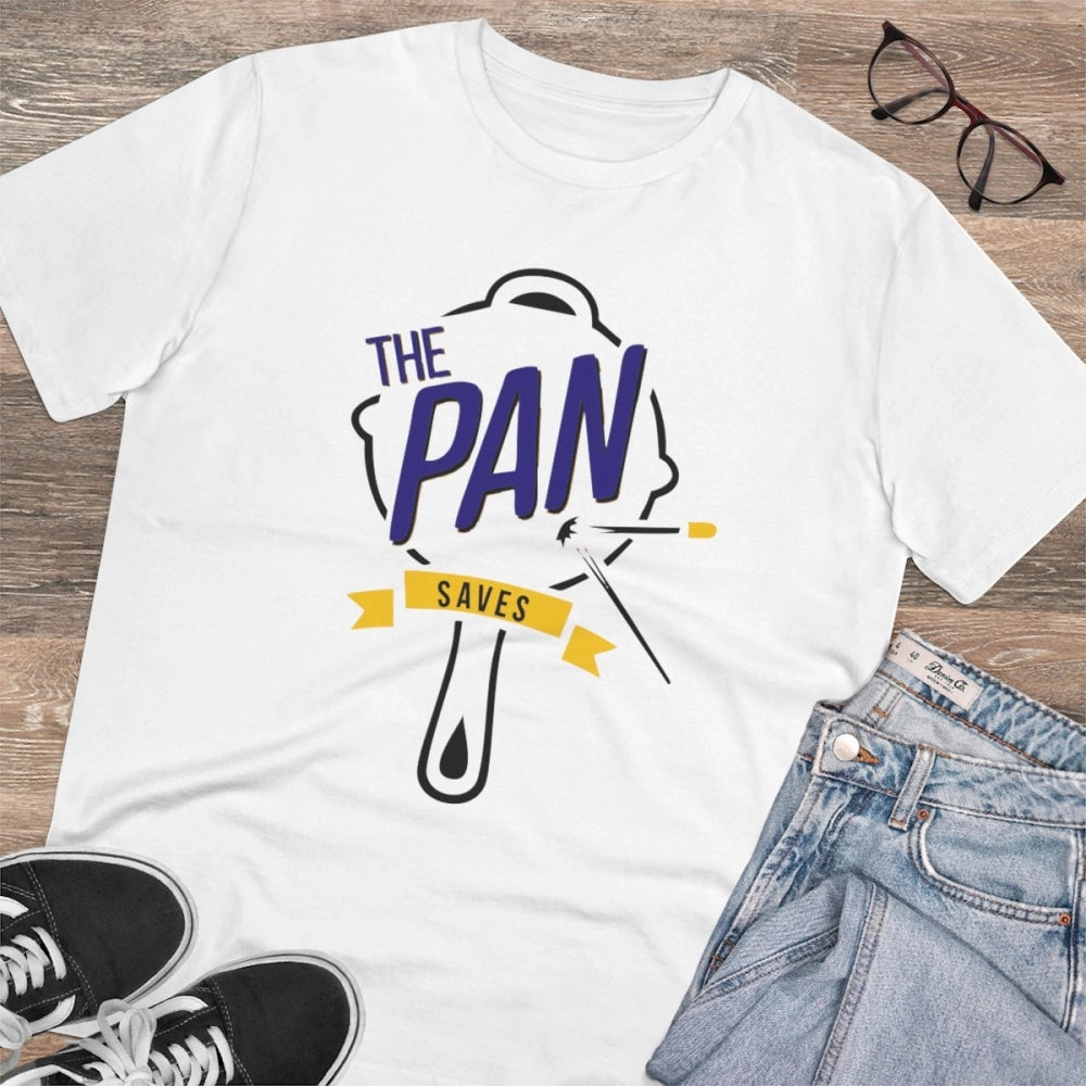 HamariDookan Men's PC Cotton The Pan Pubg Printed T Shirt (Color: White, Thread Count: 180GSM)