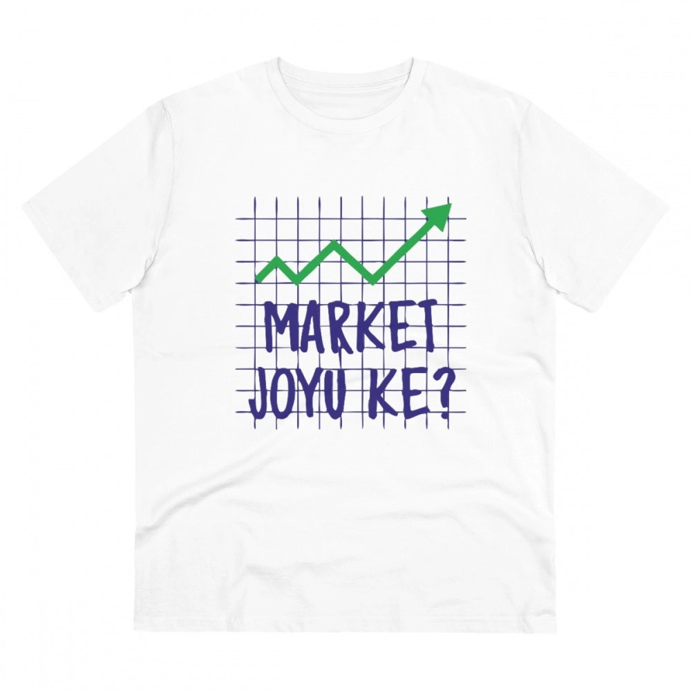 HamariDookan Men's PC Cotton Market Joyu Che Printed T Shirt (Color: White, Thread Count: 180GSM)