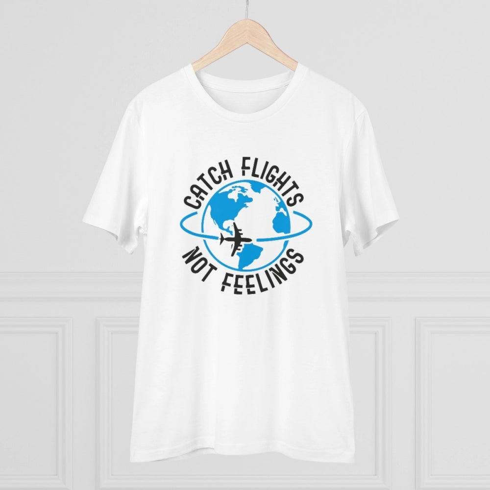 HamariDookan Men's PC Cotton Explore The Unseen Printed T Shirt (Color: White, Thread Count: 180GSM)