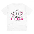 HamariDookan Men's PC Cotton 24th Birthday Printed T Shirt (Color: White, Thread Count: 180GSM)