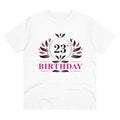HamariDookan Men's PC Cotton 23rd Birthday Printed T Shirt (Color: White, Thread Count: 180GSM)