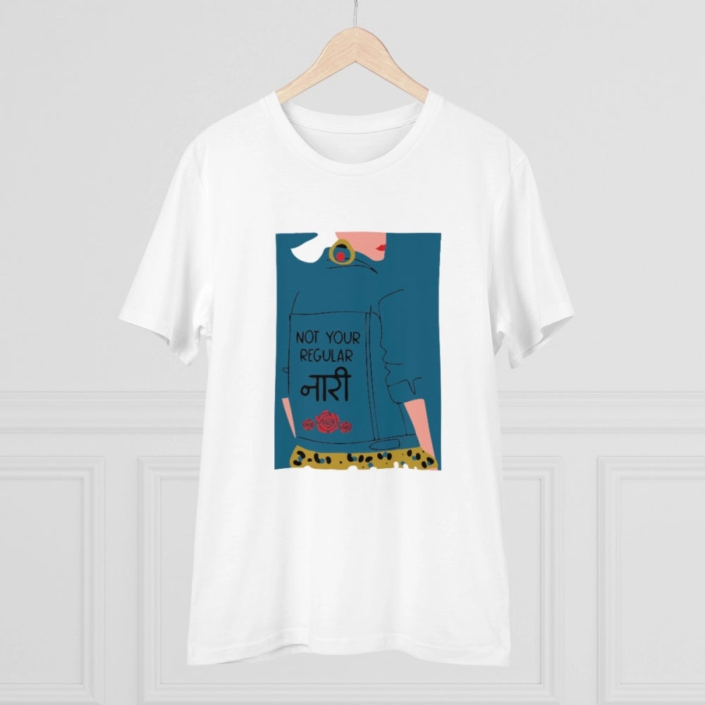HamariDookan Men's PC Cotton Not Your Regular Naari Printed T Shirt (Color: White, Thread Count: 180GSM)
