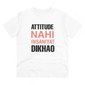 HamariDookan Men's PC Cotton Attitude Nahi Insaniyat Dikhao Printed T Shirt (Color: White, Thread Count: 180GSM)