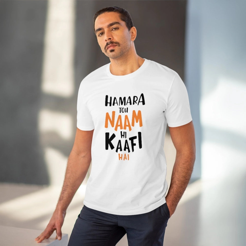 HamariDookan Men's PC Cotton Hamara To Name Hi Kaafi Hai Printed T Shirt (Color: White, Thread Count: 180GSM)