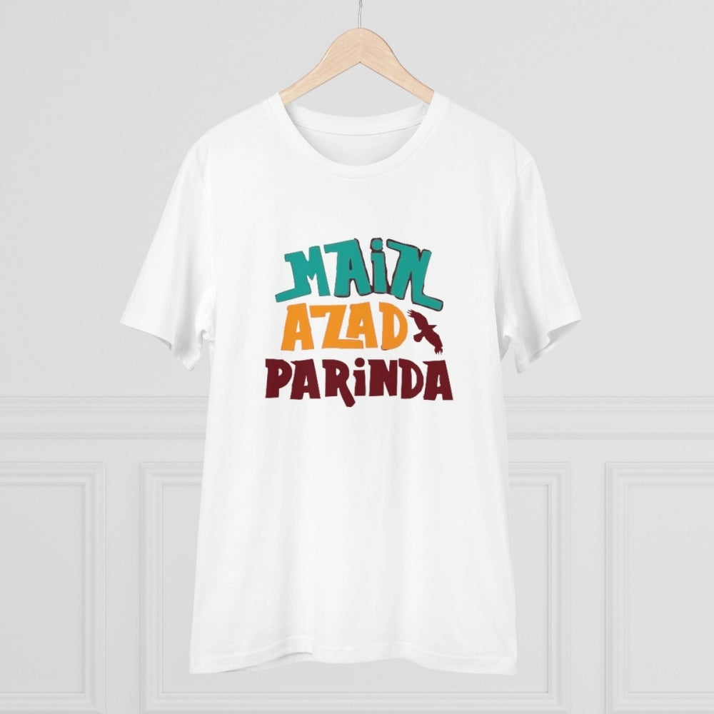 HamariDookan Men's PC Cotton Me Azad Parinda Printed T Shirt (Color: White, Thread Count: 180GSM)