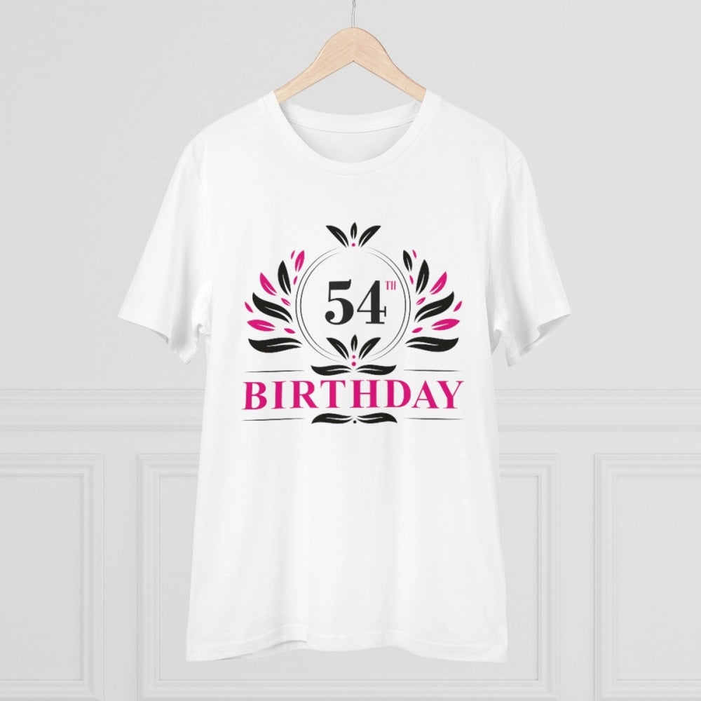 HamariDookan Men's PC Cotton 54th Birthday Printed T Shirt (Color: White, Thread Count: 180GSM)