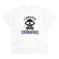 HamariDookan Men's PC Cotton I Survived Coronavirus Printed T Shirt (Color: White, Thread Count: 180GSM)