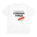 HamariDookan Men's PC Cotton I Survived Corona Virus Printed T Shirt (Color: White, Thread Count: 180GSM)
