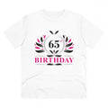 HamariDookan Men's PC Cotton 65th Birthday Printed T Shirt (Color: White, Thread Count: 180GSM)