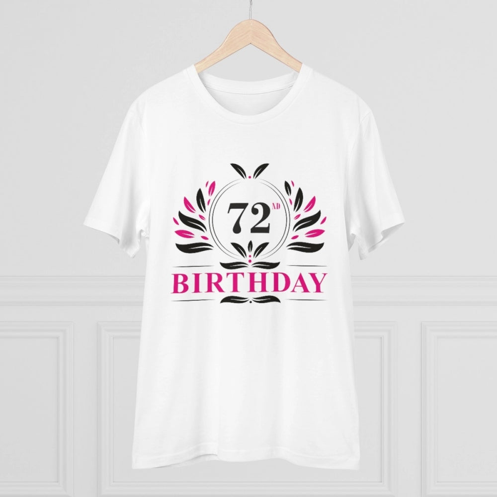 HamariDookan Men's PC Cotton 72nd Birthday Printed T Shirt (Color: White, Thread Count: 180GSM)