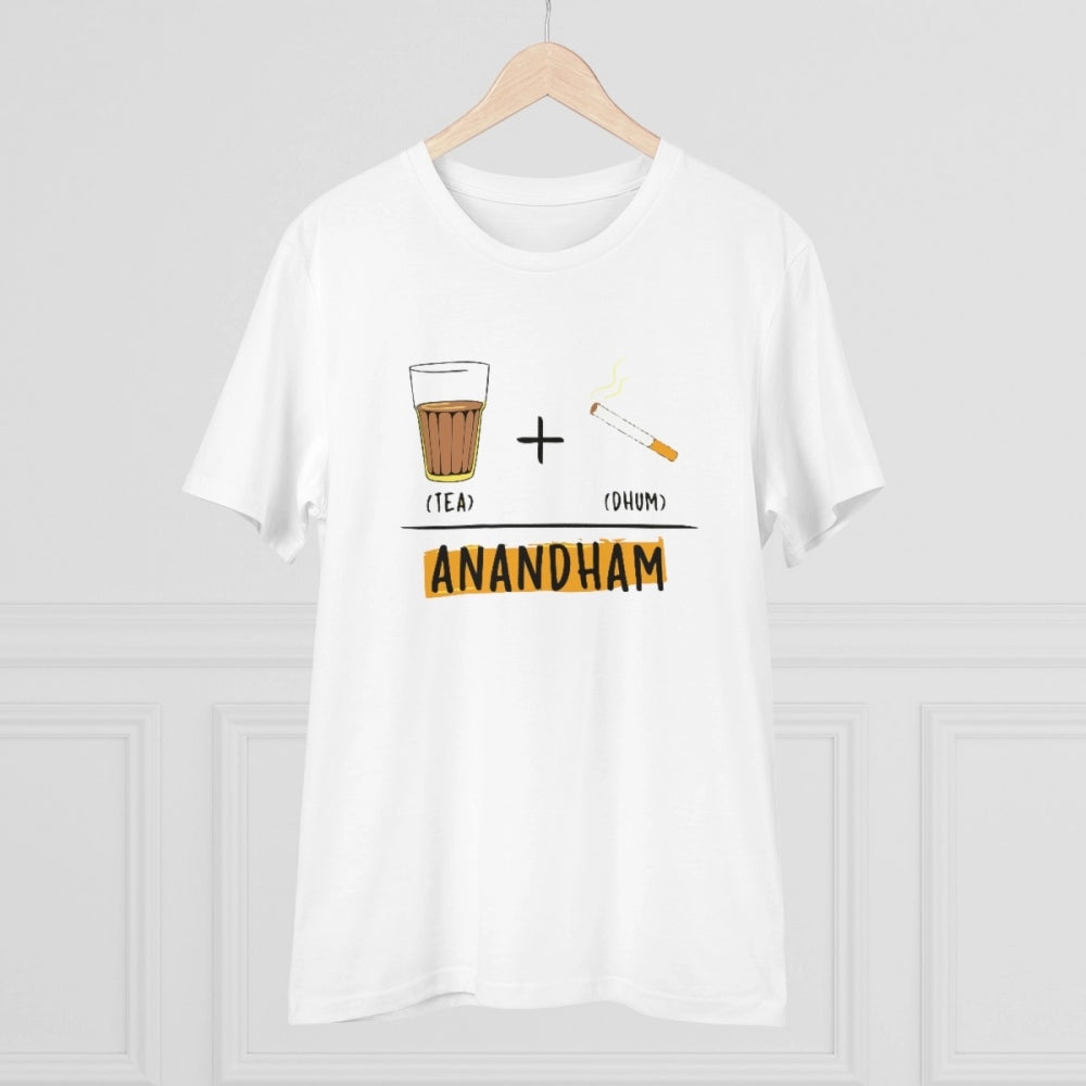 HamariDookan Men's PC Cotton Telugu Desing Printed T Shirt (Color: White, Thread Count: 180GSM)