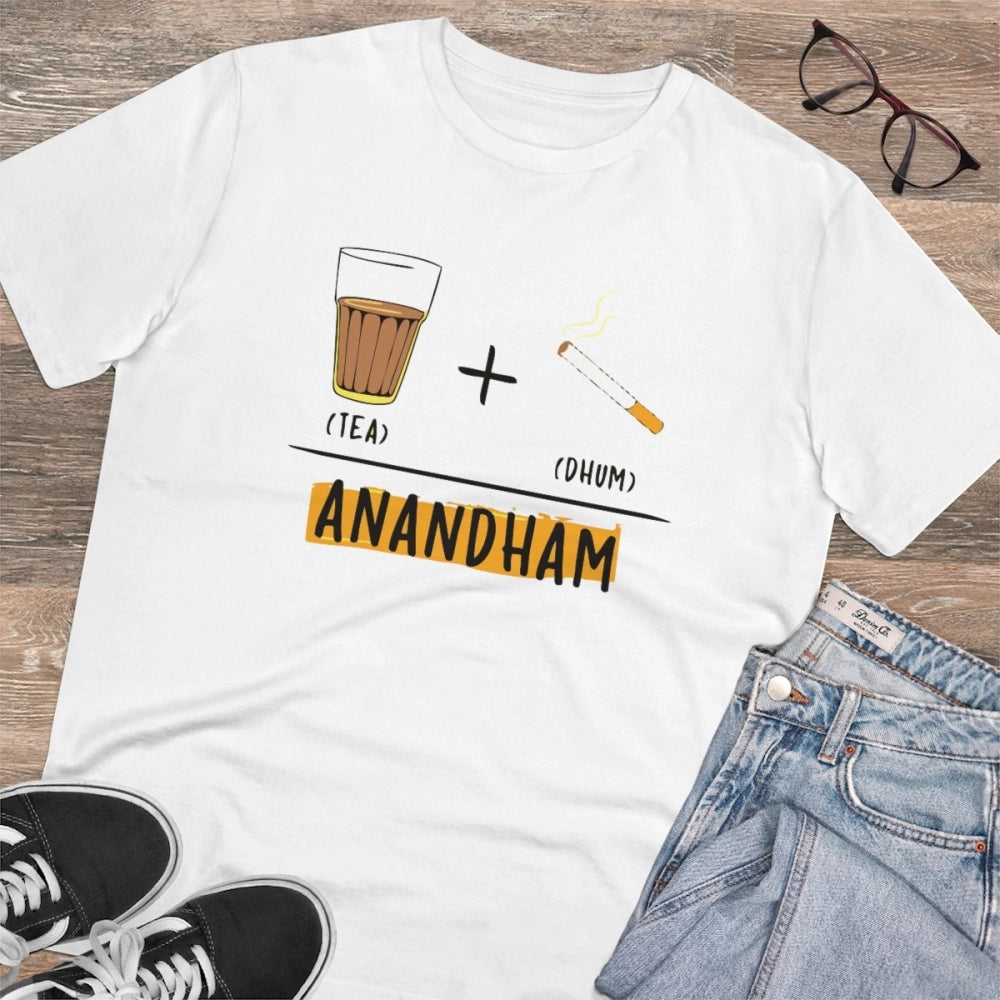 HamariDookan Men's PC Cotton Telugu Desing Printed T Shirt (Color: White, Thread Count: 180GSM)