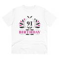 HamariDookan Men's PC Cotton 91st Birthday Printed T Shirt (Color: White, Thread Count: 180GSM)
