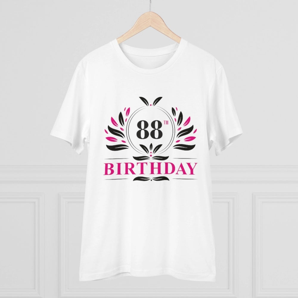 HamariDookan Men's PC Cotton 88th Birthday Printed T Shirt (Color: White, Thread Count: 180GSM)