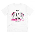 HamariDookan Men's PC Cotton 15th Birthday Printed T Shirt (Color: White, Thread Count: 180GSM)