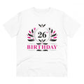 HamariDookan Men's PC Cotton 26th Birthday Printed T Shirt (Color: White, Thread Count: 180GSM)