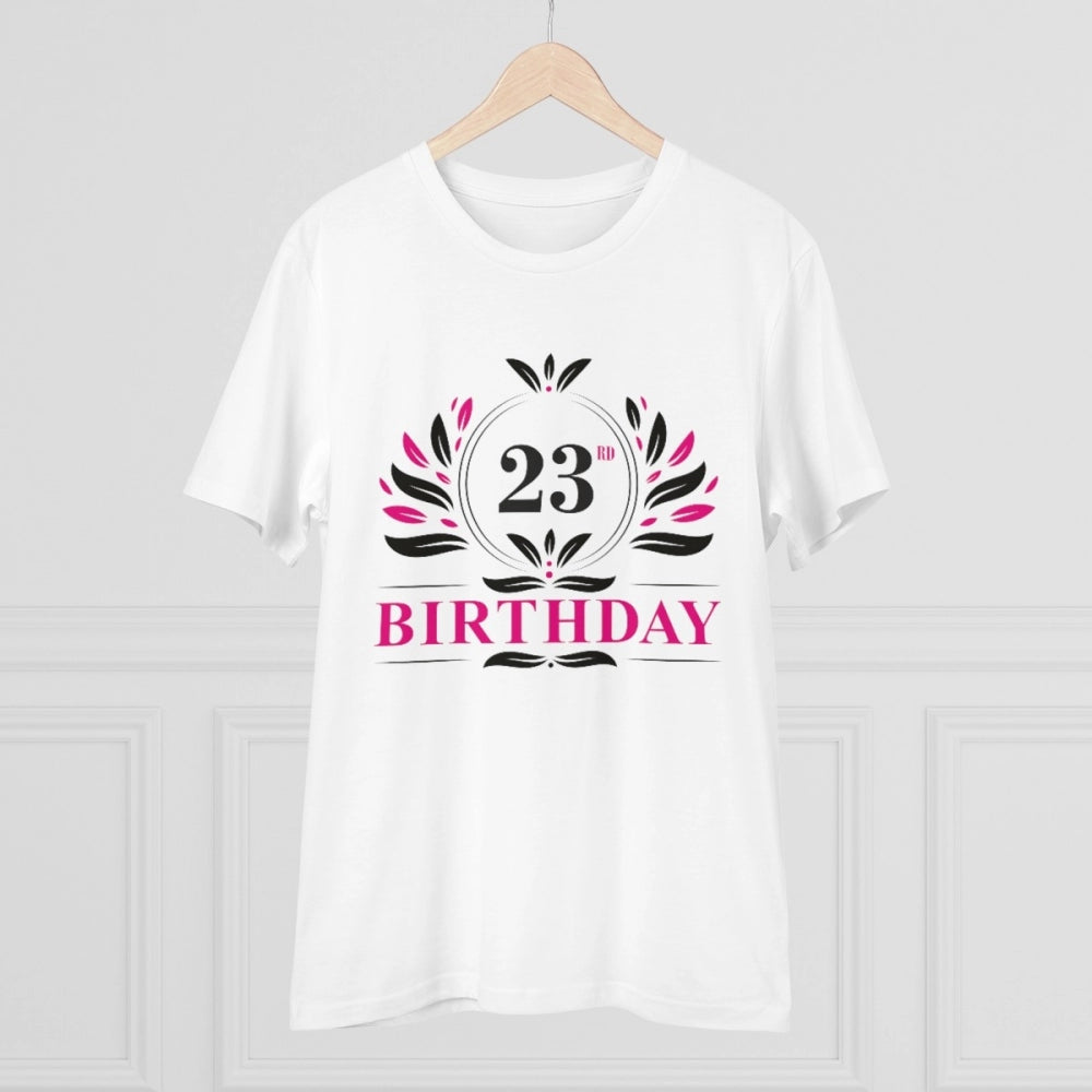 HamariDookan Men's PC Cotton 23rd Birthday Printed T Shirt (Color: White, Thread Count: 180GSM)