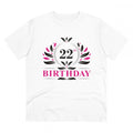 HamariDookan Men's PC Cotton 22nd Birthday Printed T Shirt (Color: White, Thread Count: 180GSM)