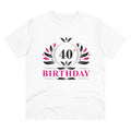 HamariDookan Men's PC Cotton 40th Birthday Printed T Shirt (Color: White, Thread Count: 180GSM)